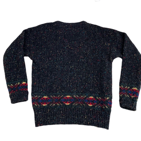 Woolrich sweater vintage hand knit wool black flecked men’s size M - Picture 3 of 6